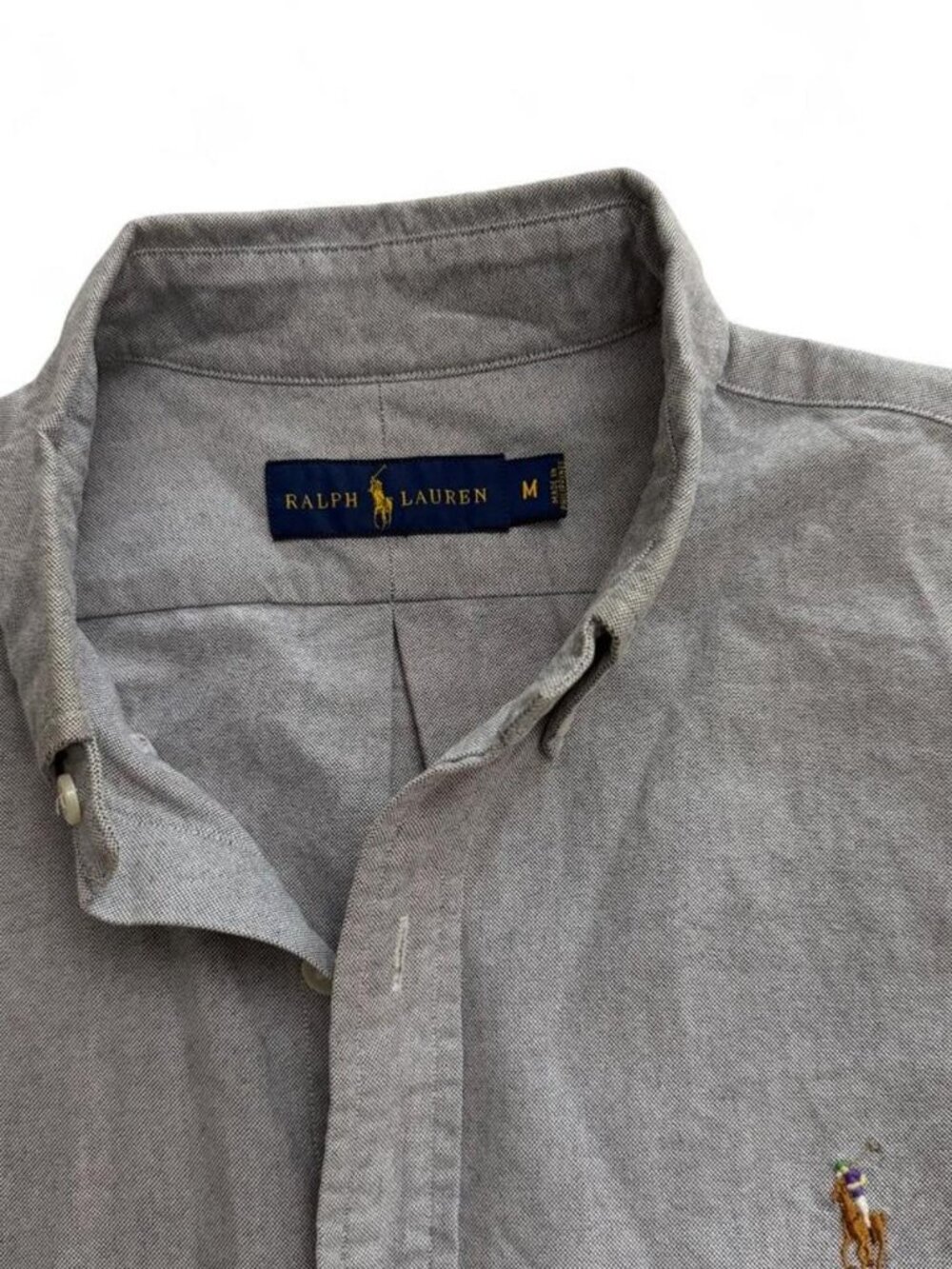 Men's Polo Ralph Lauren Grey Long Sleeve Button-Down Oxford Shirt Size Medium M
